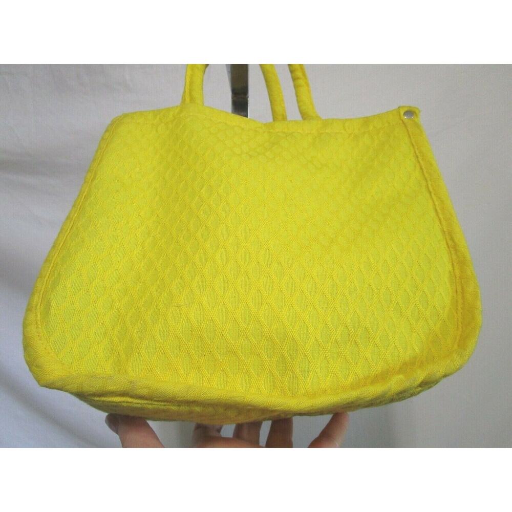 Vintage 60's Mod Paul B. Stone Small Yellow Textured Canvas Clutch Tote Handbag - Picture 8 of 12